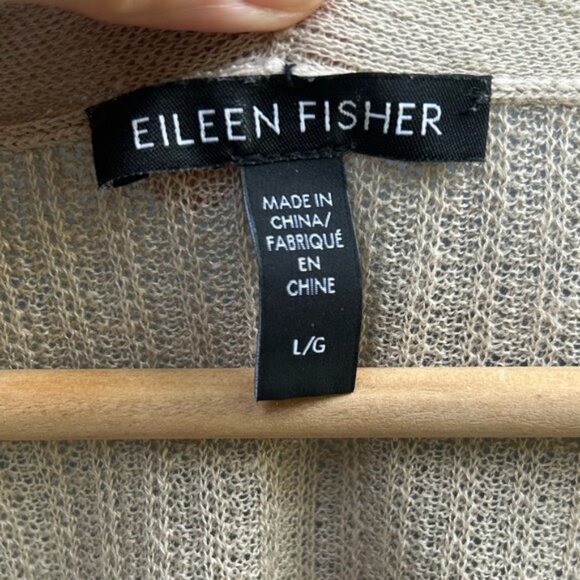 Eileen Fisher Taupe Linen Cotton Short Sleeve Cardigan, size Large - Picture 8 of 9